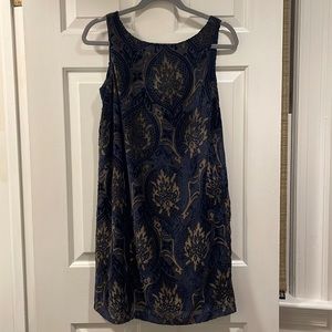 Loft Mini Dress, Size XS, Navy and Gold
